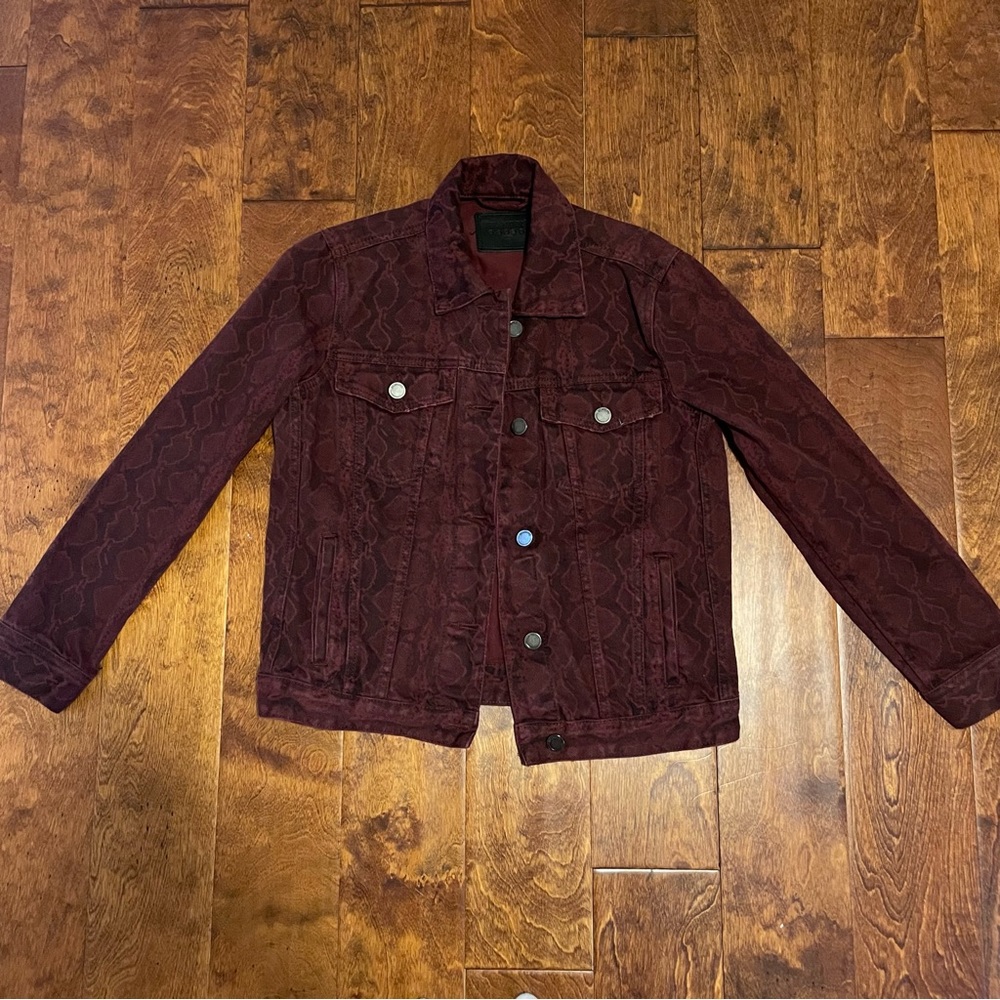 BlankNYC Burgundy snakeskin denim jacket